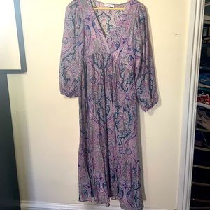 Mango | paisley long sleeve maxi dress large